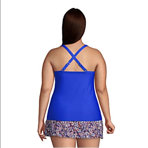 EUC, Land’s End, 22W, Tie-front Underwire Tankini, Electric Blue - Picture 5 of 13